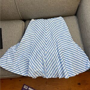 Ann Taylor Blue and White Chevron Midi Skirt
